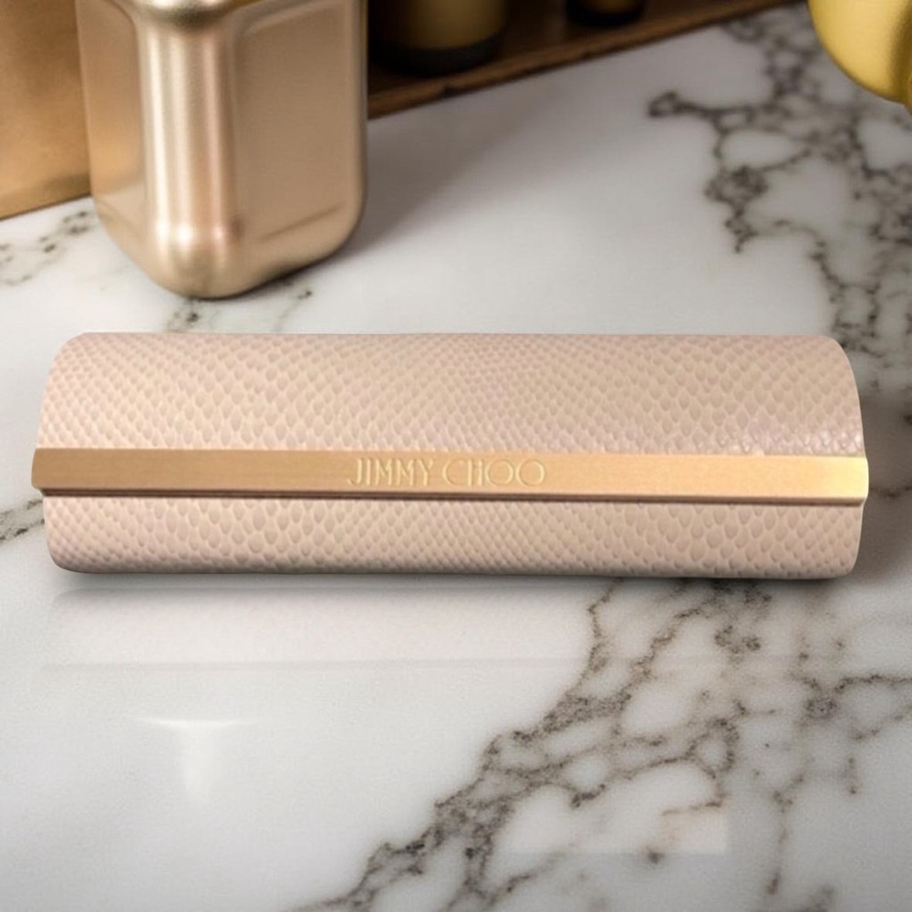 Jimmy Choo Eyeglasses Case Faux Snakeskin Blush Pink & Gold